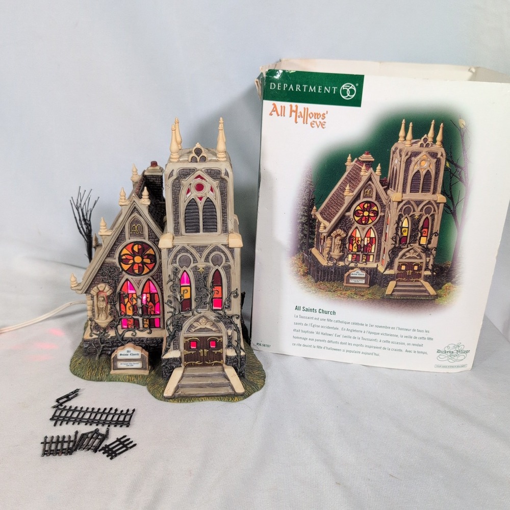 Department 56 ALL HALLOWS EVE SAINTS CHURCH Dickens Village Halloween Dept VTG